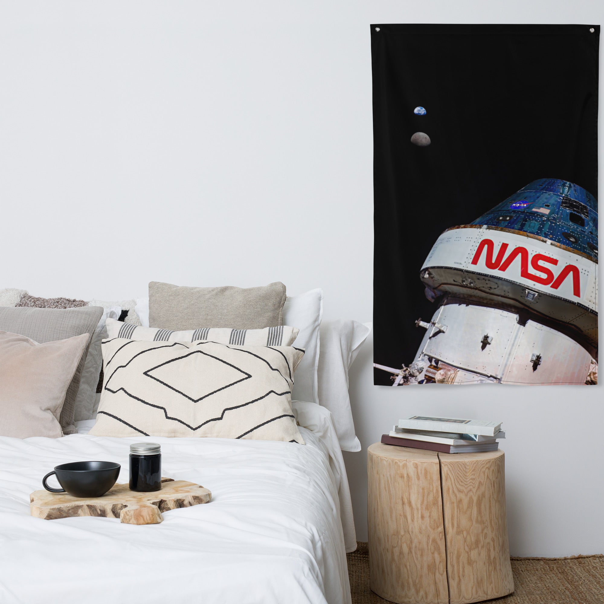 Orion, Earth, and the Moon Flag