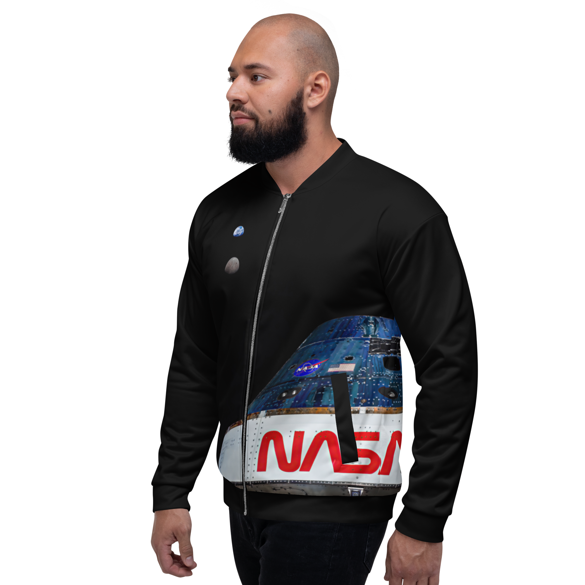 Orion, Earth, and the Moon Unisex Bomber Jacket